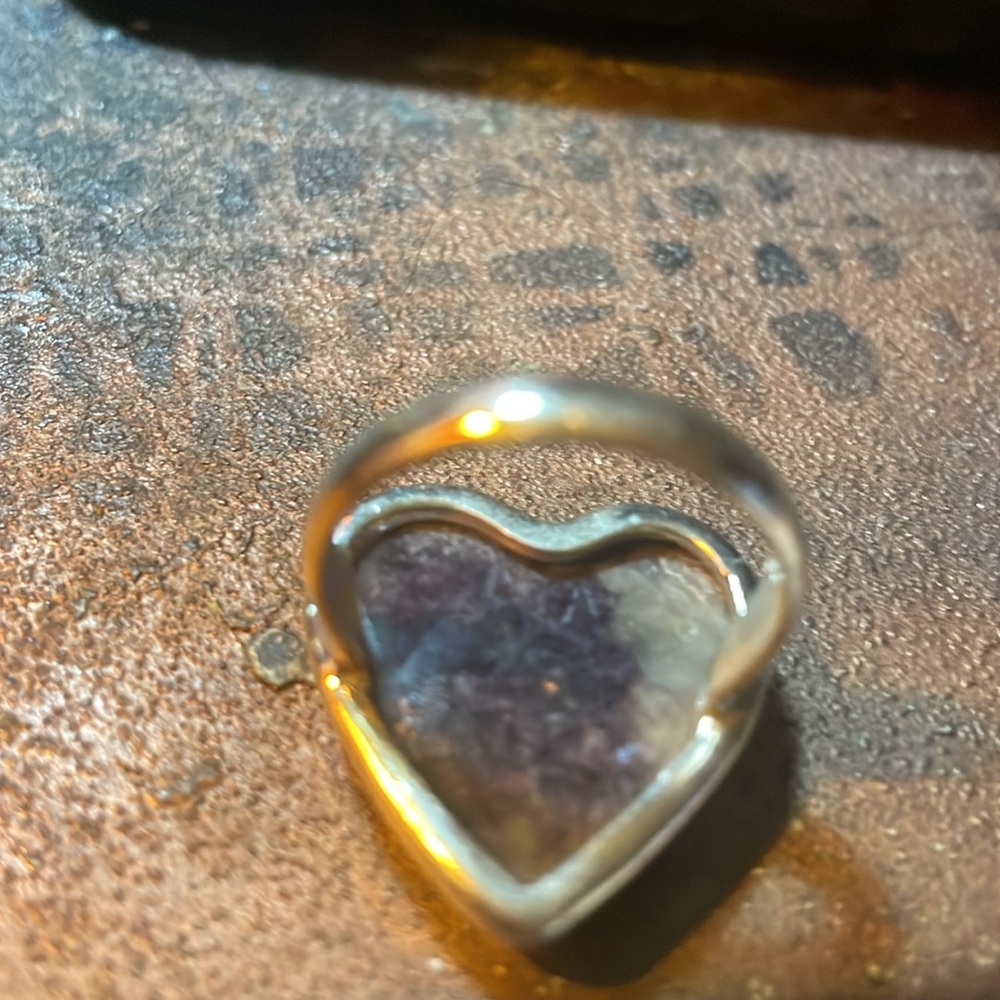 Heart Shape Statement Ring Natural Stone Size 7 9… - image 2